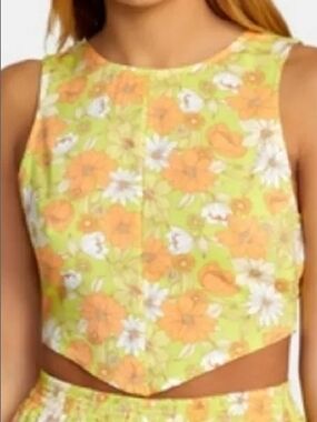RVCA Yellow Floral Tank Top and Shorts Set, To Be Sold Together